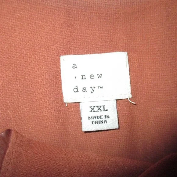 A New Day Women's Blouse Size XXL Brown Color with Lining Strap Shoulder Blouse - Picture 5 of 8